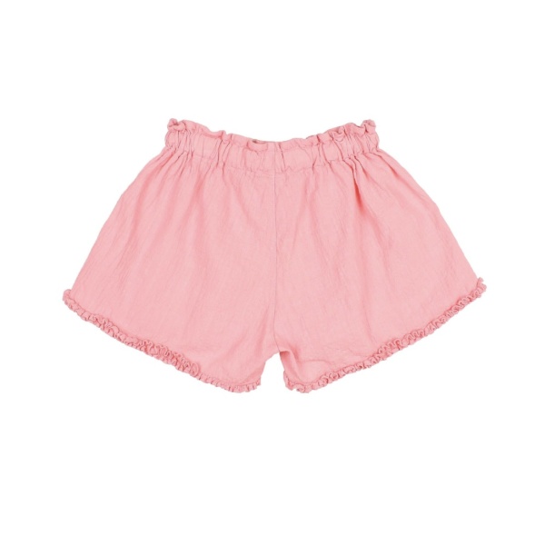 PANTALÓN CORTO DE ALGODÓN CON VOLANTES ROSA BÚHO