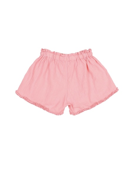 PANTALÓN CORTO DE ALGODÓN CON VOLANTES ROSA BÚHO