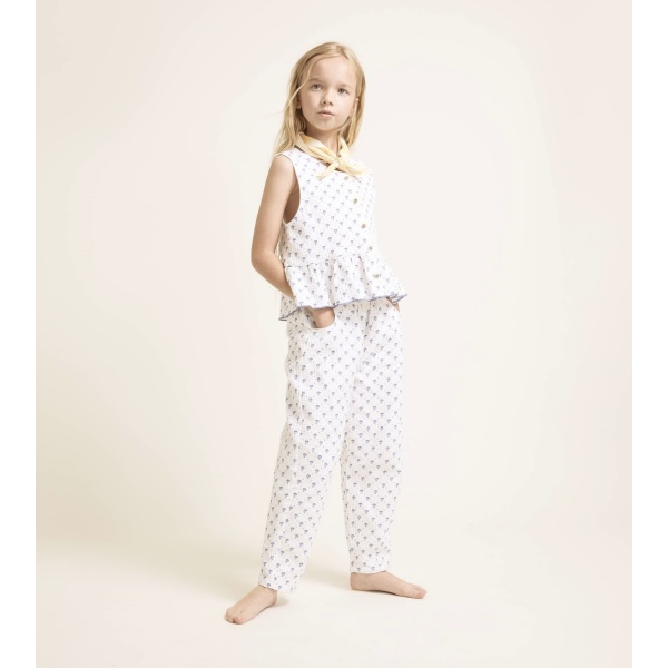 TOP DE ALGODÓN ESTAMPADO AZUL BALI BÚHO