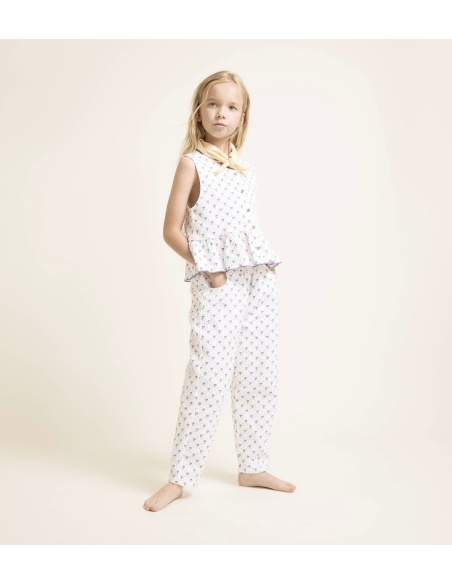 TOP DE ALGODÓN ESTAMPADO AZUL BALI BÚHO