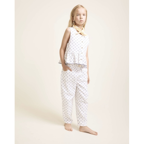 TOP DE ALGODÓN ESTAMPADO AZUL BALI BÚHO