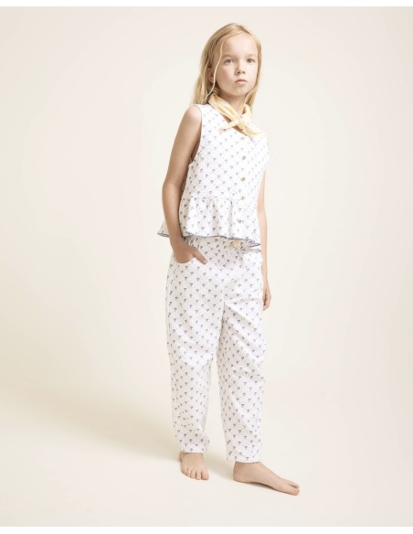 TOP DE ALGODÓN ESTAMPADO AZUL BALI BÚHO