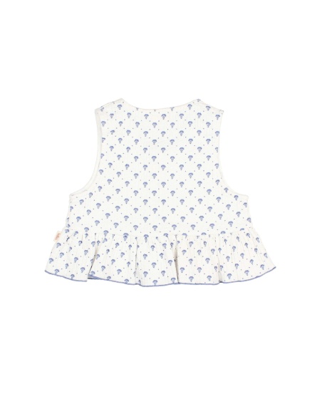 TOP DE ALGODÓN ESTAMPADO AZUL BALI BÚHO