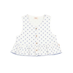 TOP DE ALGODÓN ESTAMPADO AZUL BALI BÚHO