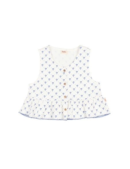 TOP DE ALGODÓN ESTAMPADO AZUL BALI BÚHO