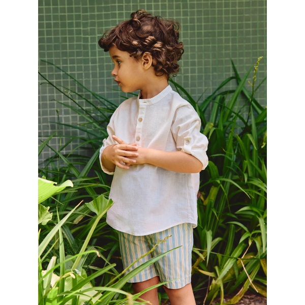 Camisa lino cuello mao