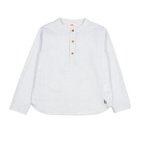 CAMISA MANGA LARGA EN SEERSUCKER A RAYAS BÚHO