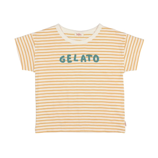 CAMISETA DE RAYAS AMARILL DE ALGODÓN ORGÁNICO BÚHO