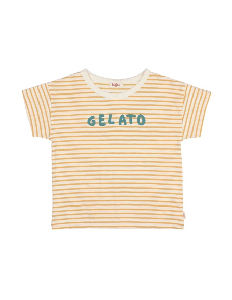 CAMISETA DE RAYAS AMARILL DE ALGODÓN ORGÁNICO BÚHO