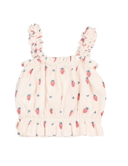 TOP DE ALGODÓN ORGÁNICO STRAWBERRY BÚHO