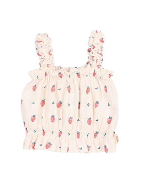 TOP DE ALGODÓN ORGÁNICO STRAWBERRY BÚHO